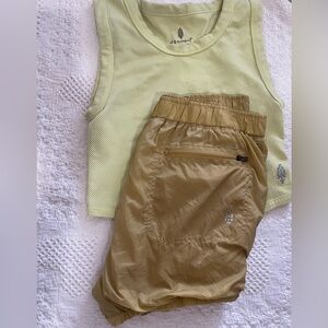 Bundle FP Movement by Free People Olive Drawstring Athletic Shorts & Top
